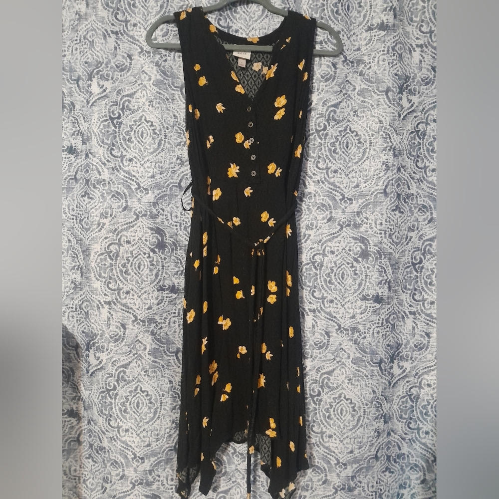Knox Rose Black Dress with Yellow Floral Design